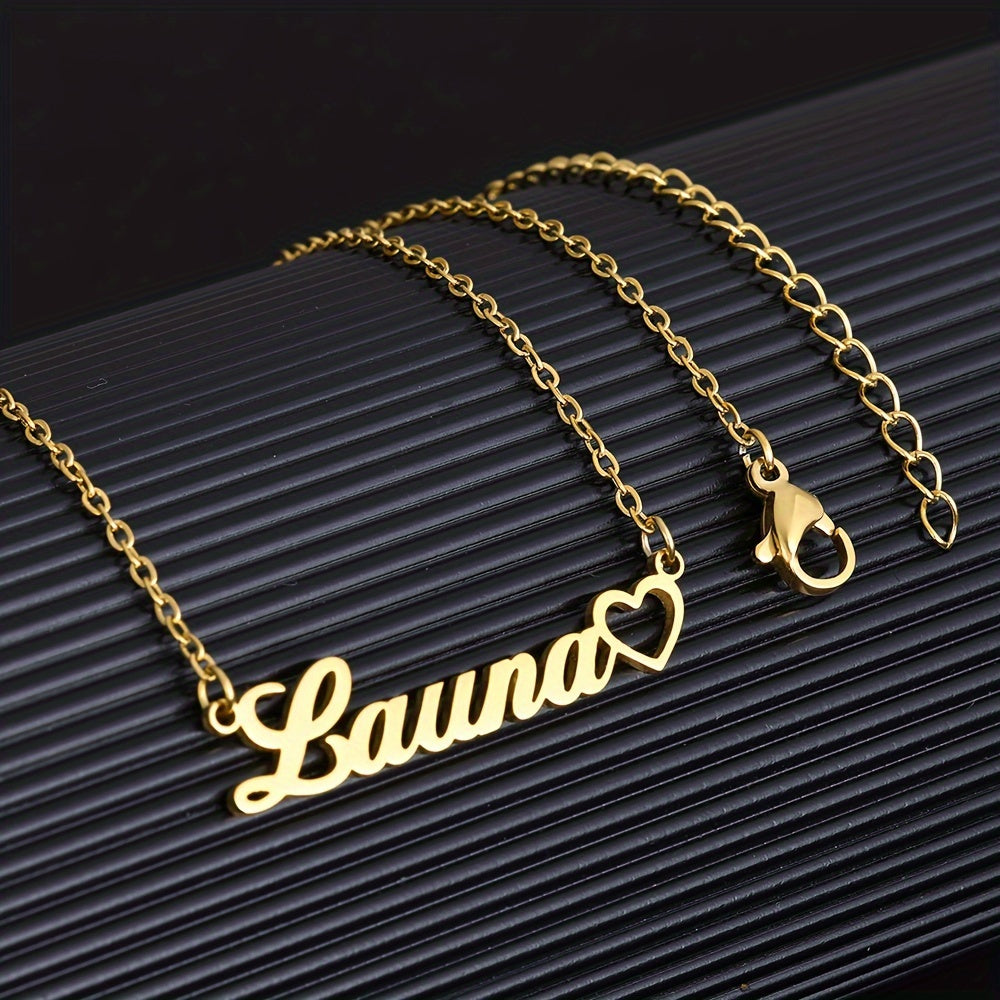 VATTRACT Personalized Stainless Steel Heart Pendant Necklace - Custom Name Elegant Minimalist Jewelry for Women, Ideal Valentine'S Day Gift, Everyday Accessory|Elegant Minimalist|Durable Chain, Necklace