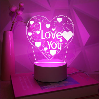 1pc of Pink Light 'Love You' 3D Night Lamp, a Sweet Expression of Love LED Light, Perfect for Bedroom Decoration And Ambiance
