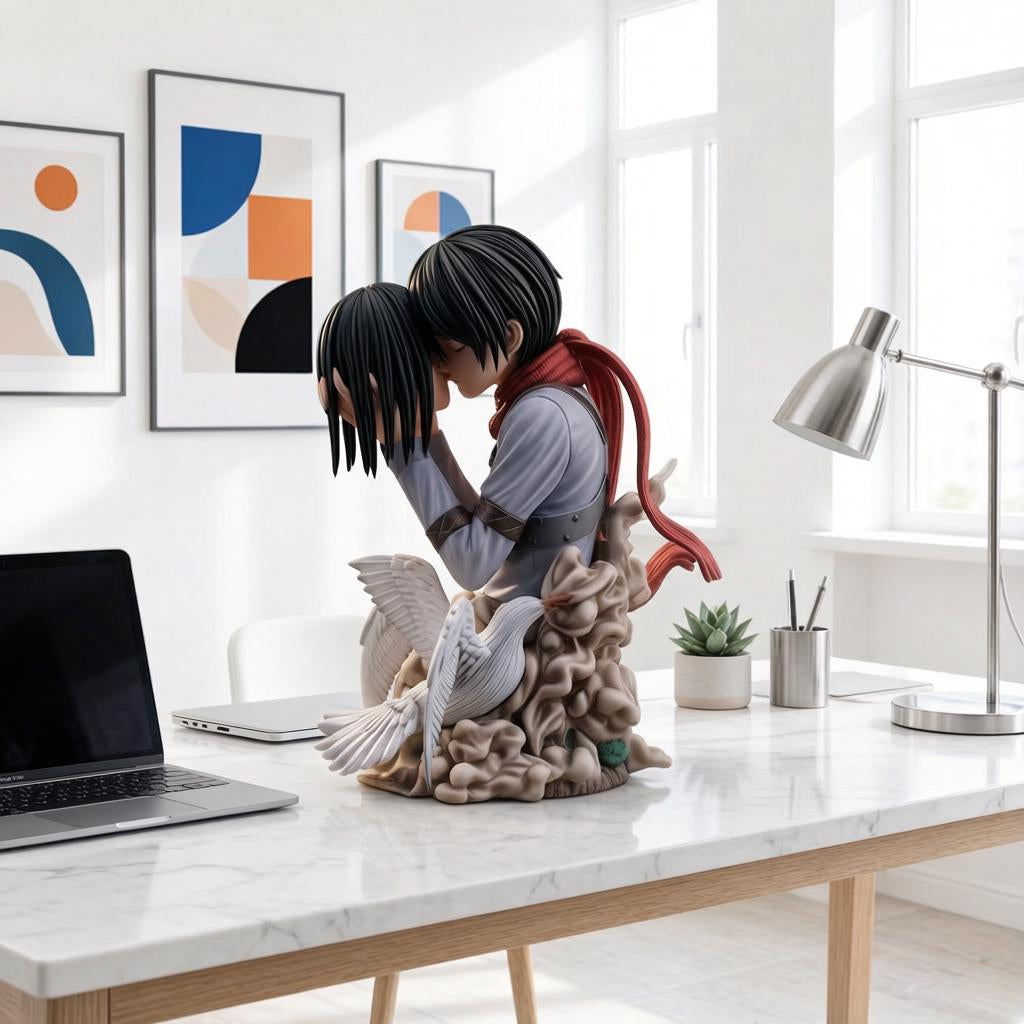 Attack on Titan Eren Jaeger Mikasa Ackerman Last Kiss Figure 22Cm Inspired Anime Statue