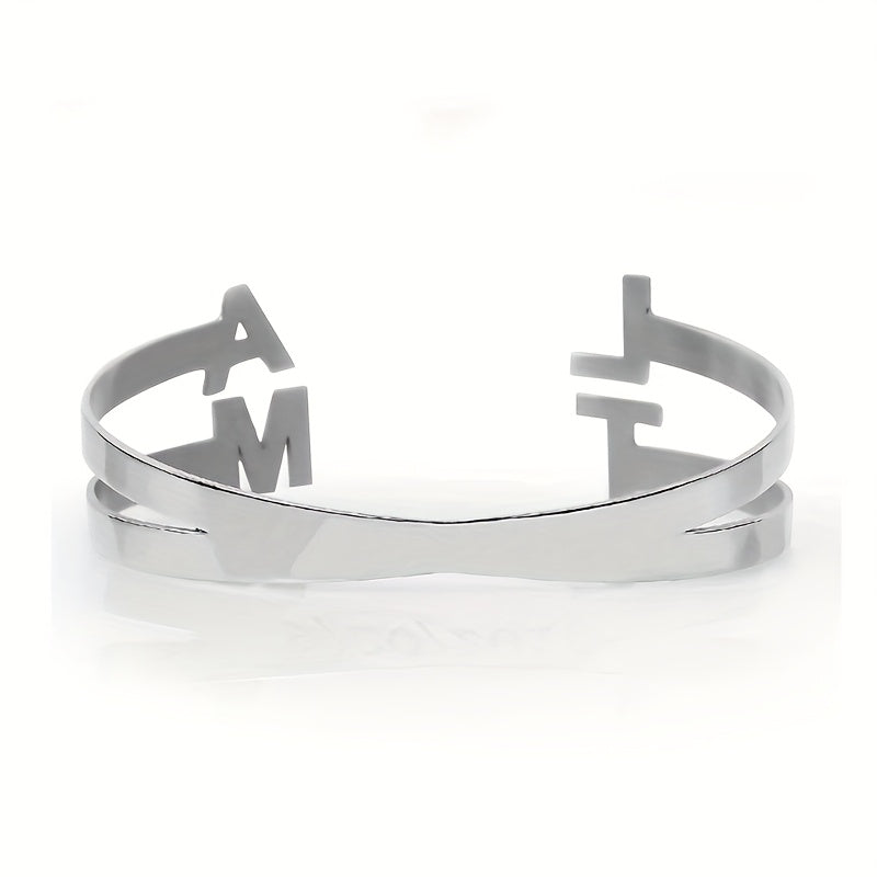 Customizable 2-4 Initial Letter Women'S Fashion Open Bangles, Personalized Name Initial Heart Bracelets, Made of Durable 18K Gold-Plated Stainless Steel, Suitable for Everyday Wear, a Commemorative Gift for Her on Valentine'S Day, Birthdays