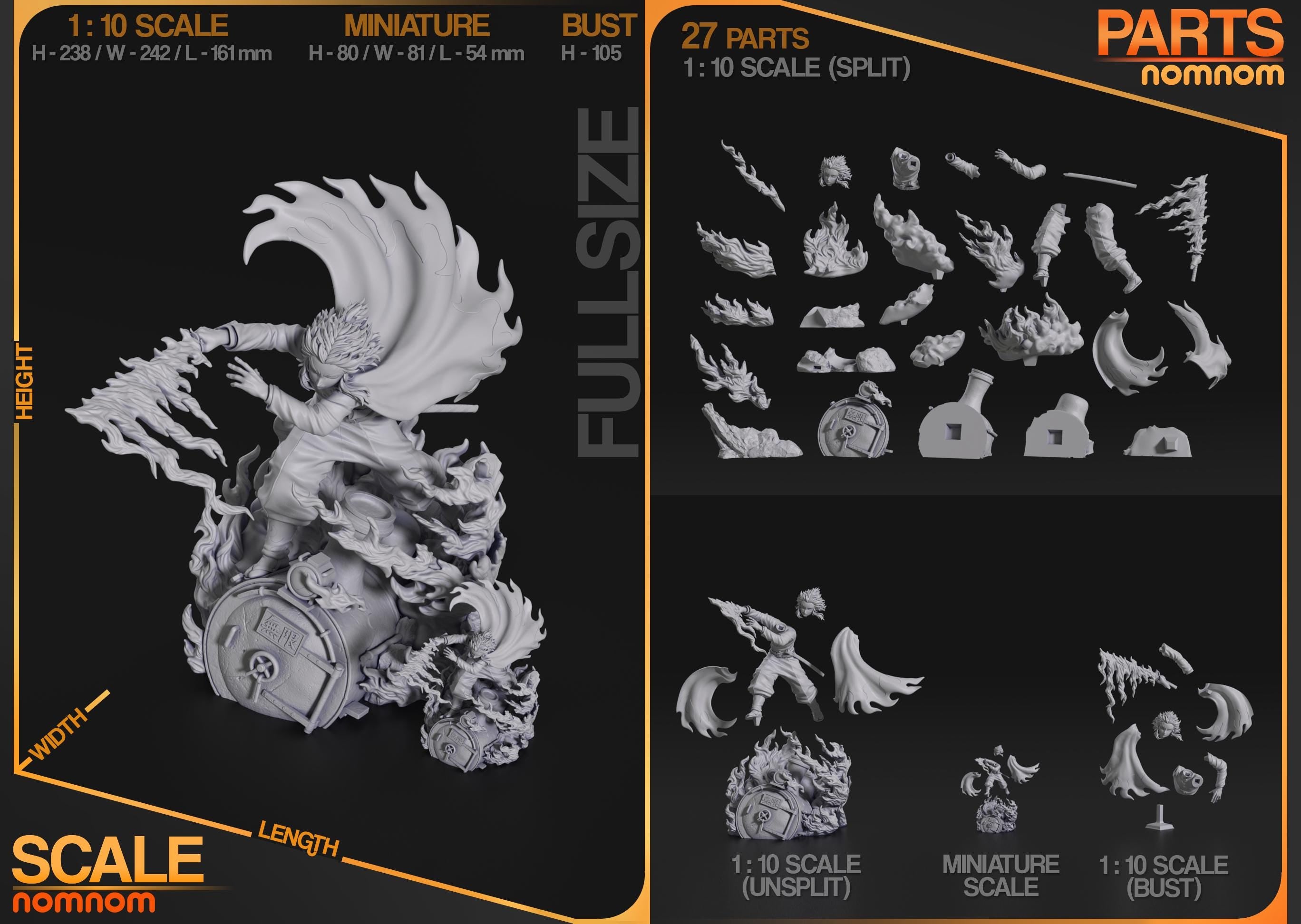 Rengoku Kyojuro Figurine - Demon Slayer Collectible Resin Statue - Flame Hashira Anime Gift - Detailed 3D Printed Decor