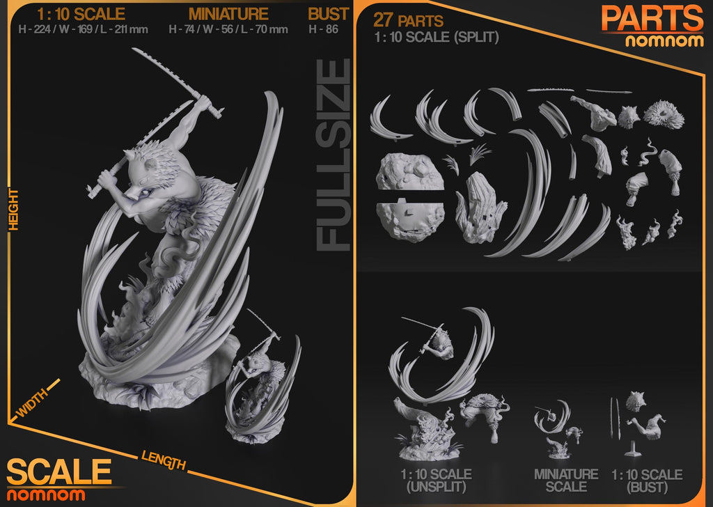 Inosuke Resin Figure - Demon Slayer Collectible - High-Quality Anime Figurine - Perfect Gift for Fans - 3D Printed Resin Figurine
