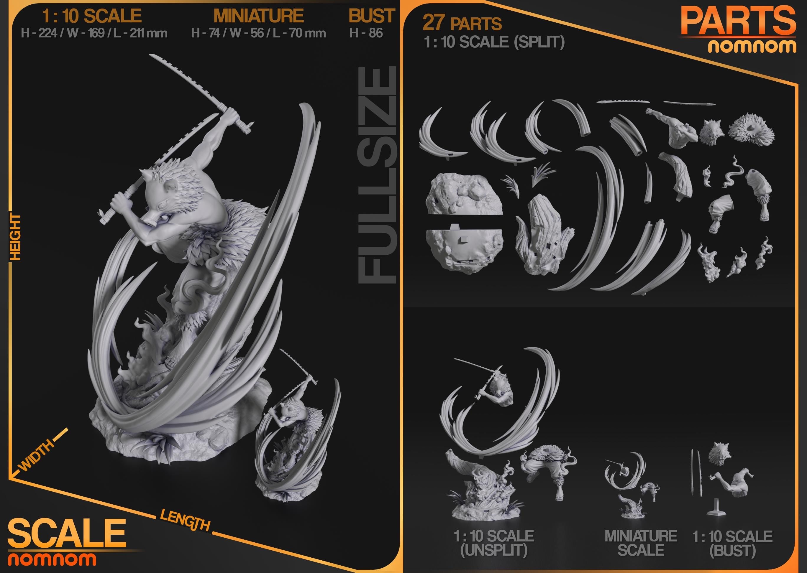 Inosuke Resin Figure - Demon Slayer Collectible - High-Quality Anime Figurine - Perfect Gift for Fans - 3D Printed Resin Figurine