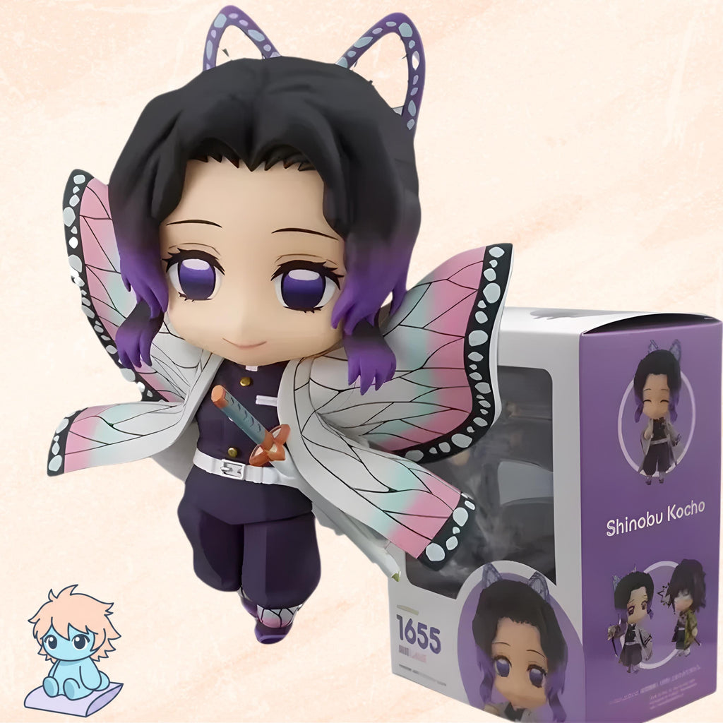 10CM Cute Genuine Demon Slayer Kochou Shinobu 1655 Q Ver. PVC Action Figure | Anime Butterfly Girl Statue | Japanese Collector Model Toy