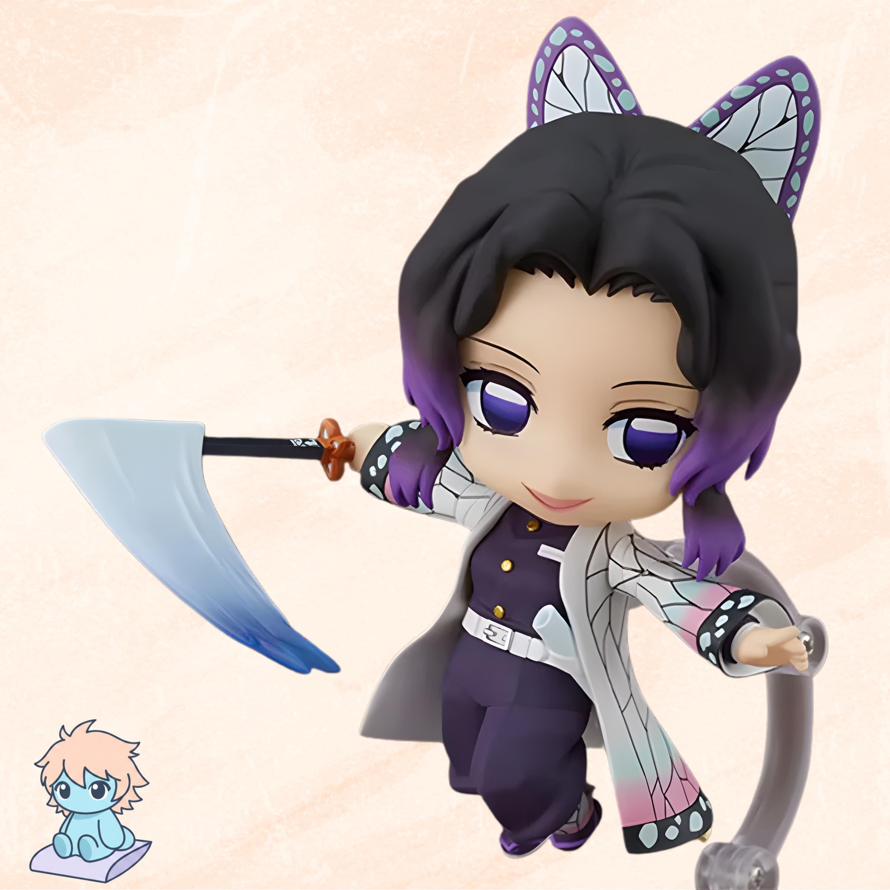 10CM Cute Genuine Demon Slayer Kochou Shinobu 1655 Q Ver. PVC Action Figure | Anime Butterfly Girl Statue | Japanese Collector Model Toy