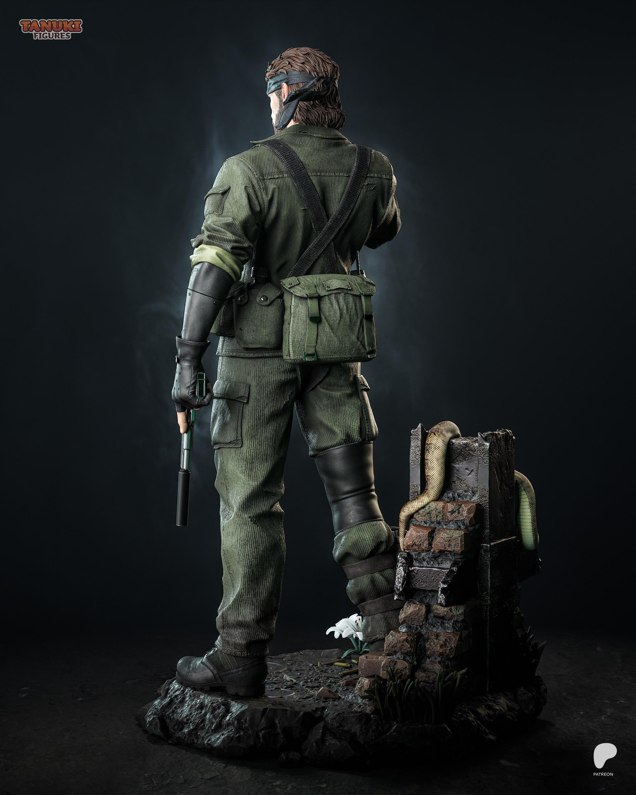 Big Boss Metal Gear Hand Painted Figure, Tactical Soldier Statue, Stealth Action Collectible, Military Warrior Figurine, Gamer Gift, Decor