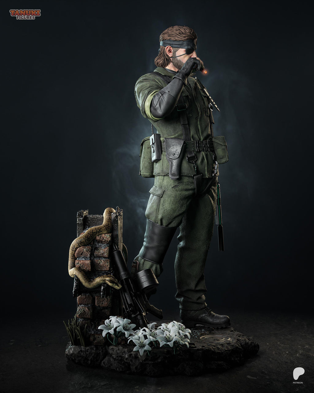 Big Boss Metal Gear Hand Painted Figure, Tactical Soldier Statue, Stealth Action Collectible, Military Warrior Figurine, Gamer Gift, Decor