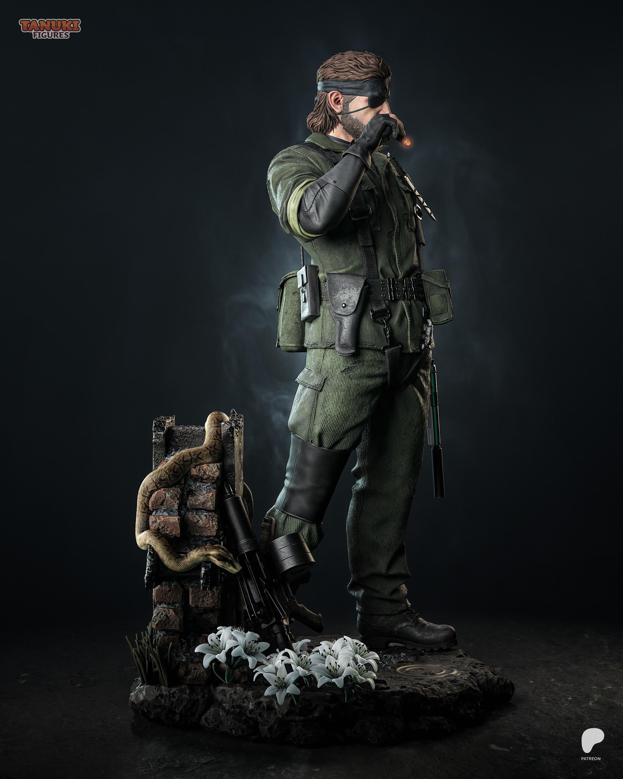Big Boss Metal Gear Hand Painted Figure, Tactical Soldier Statue, Stealth Action Collectible, Military Warrior Figurine, Gamer Gift, Decor